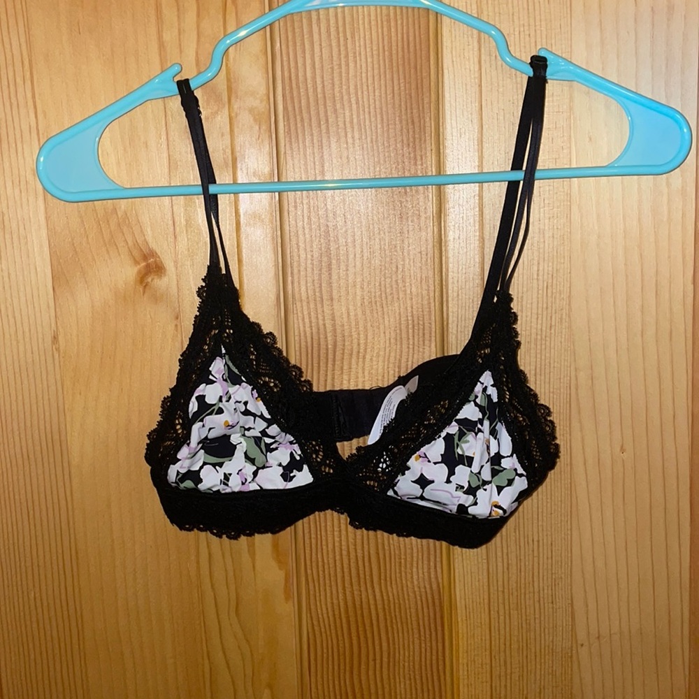 Lacy black and white bra
